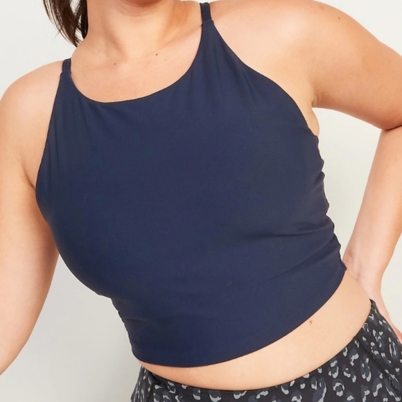 Old Navy PowerSoft Longline Sports Bra Crop top Navy Blue L - Picture 10 of 10